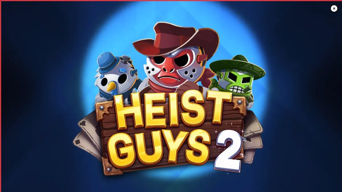 Heist Guys 2 slot machine featuring cartoon bandits in a desert setting